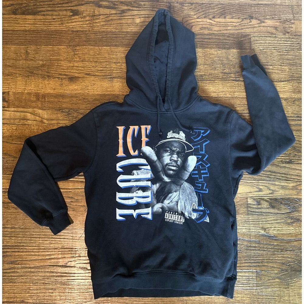 Ice Cube Hoodie Mens Md Peace sign Parental Advisory Explicit Content Georgetown